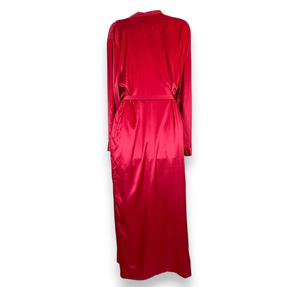 Victoria’s Secret Red Satin Long Robe and Slip Negligee Nightgown Set Medium - Picture 6 of 15